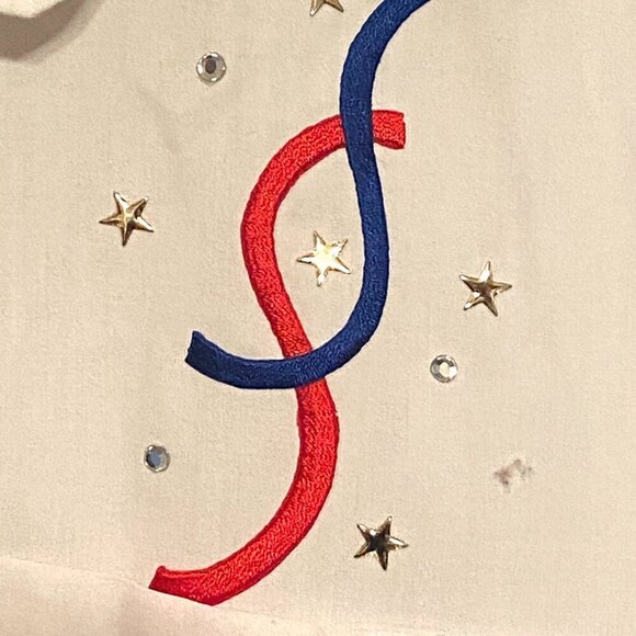 MODIT long sleeve white Shirt with embroidered applique, rhinestones and stars M - Picture 7 of 10